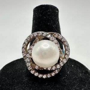 STERLING SILVER 925 Joseph Esposito Pearl and CZ Vintage Ring Size 7